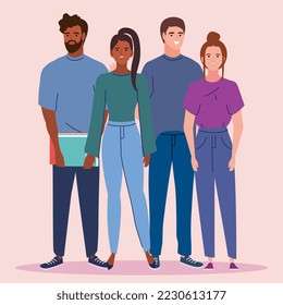 jóvenes estudiantes de pie personajes