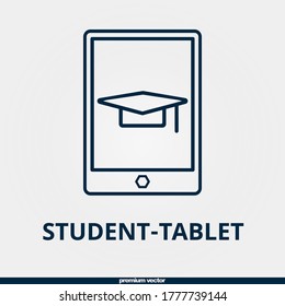student-tablet icon, premium linear student-tablet icon.