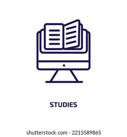 studies icon from education collection. Thin linear studies, study, computer outline icon isolated on white background. Line vector studies sign, symbol for web and mobile