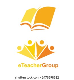 studies logo design with pen and book for education company