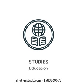 Studies outline vector icon. Thin line black studies icon, flat vector simple element illustration from editable education concept isolated on white background