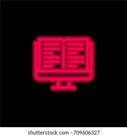 Studies red glowing neon ui ux icon. Glowing sign logo vector