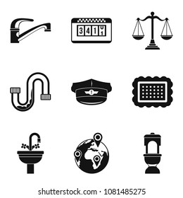 Studio apartment icons set. Simple set of 9 studio apartment vector icons for web isolated on white background