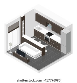 Icono isométrico estudio conjunto ilustración vectorial