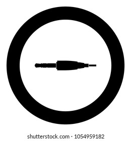 Studio / audio cable connector or mini jack icon black color in circle