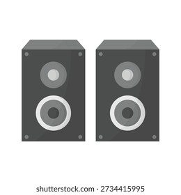 studio audio speaker system with woofer and bass technology equipment for music entertainment isolated on white background