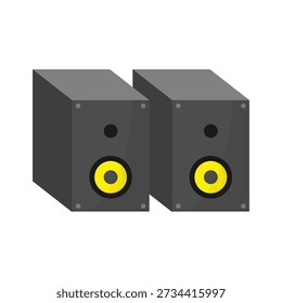 studio audio speaker system with woofer and bass technology equipment for music entertainment isolated on white background