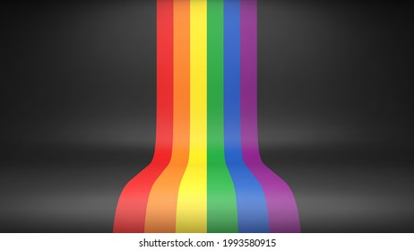 Studio backdrop with colorful rainbow pride stripes. LGBT summer event background