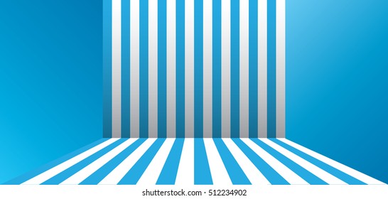 Studio backdrops. Election striped wallpaper. Blue striped studio background vector illustration. Room, wall, box Blue lines, shapes blue pattern. Flyer, banner, brochure Art Print, Web. Sale layout