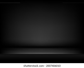 Studio background black in abstract style. Dark gray abstract gradient background with soft shadows.