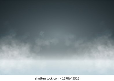 Studio background with smoke or mist. Vector illustration