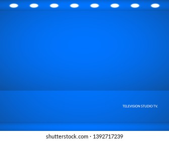 Studio background. Vector empty blue studio for your design, spotlight. Vector graphics