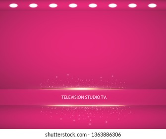 Studio background. Vector empty pinkstudio for your design, spotlight. Vector graphics