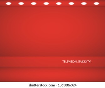 Studio background. Vector empty red studio for your design, spotlight. Vector graphics