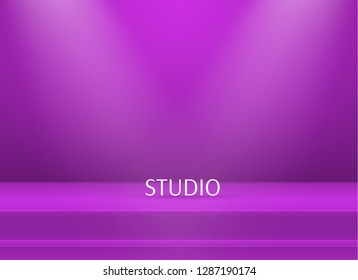 Studio background. Vector empty for your design. Empty bright color studio table, banner for advertising. Vector illustration