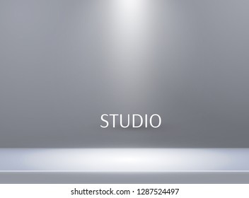 Studio background. Vector empty for your design. Empty bright color studio table, banner for advertising. Vector illustration