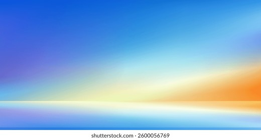Studio background,Backdrop gradient blue,green,yellow,orange color wall with light on floor.Studio display podium with blurry multicolour template.Vector banner Futuristic neon for product cyberspace