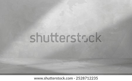 Studio Background,Concrete grey wall room with Shadow,Window Light on 3D Podium Display on Cement Floor for product present,Empty Backdrop Minimal Interior Gray Concrete texture surface with sunligh