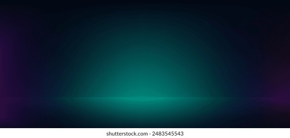 Studio background,Empty Room Background Gradient Blue,Green,Purple Color Wall and Flooring.Studio Display Podium Template.Vector Banner Futuristic Neon for Product Present,Future Cyberspace concept