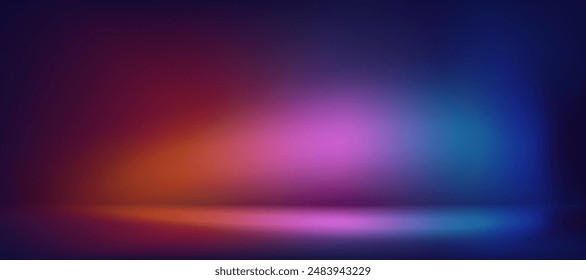 Studio background,Empty Room Background Gradient Blue,Purple,Pink,Orange Color Wall and Flooring.Studio Display Podium Template.Vector Banner Futuristic Neon for Product Present,Future Cyberspace 