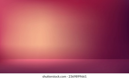Fondo de estudio,Habitación vacía con neón futurista en la pared y el suelo.Plano de visualización 3D Studio con plancha rosa borrosa, violeta, naranja.Pancarta vectorial colorida para el concepto futuro del ciberespacio