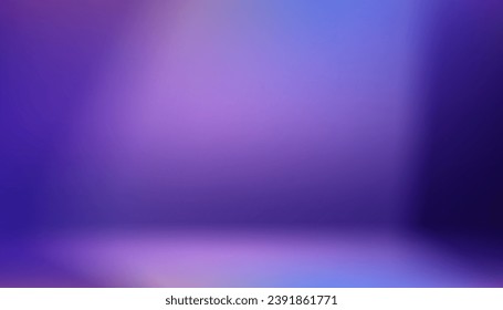 Studio background,Empty Room lilac ombre color wall and flooring. Studio display podium with blurry pink,violet and blue template.Vector banner Futuristic neon for product future cyberspace concept