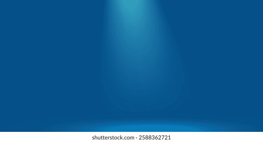 Studio backgrounds. blue walls for photography space vector simple set with bright gradient spotlight