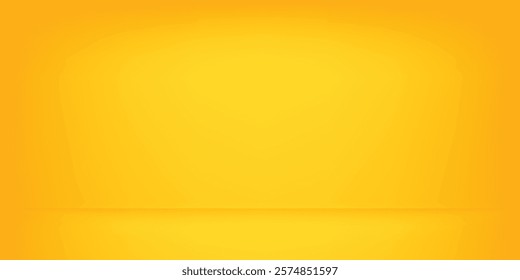 Studio backgrounds. yellow walls for photography space vector simple set with bright gradient spotlight
