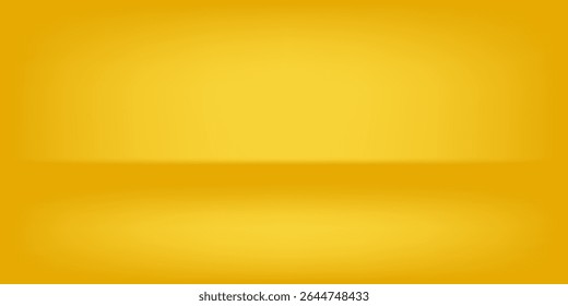 Studio backgrounds. yellow walls for photography space vector simple set with bright gradient spotlight