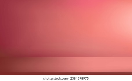 Studio background,Studio display podium with blurry beige,pink,peach template.Empty Room with futuristic neon on wall and floor.Vector banner colourful for product future cyberspace,technology