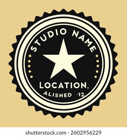 Studio Badge Logo Vector Illustration – Vintage and Modern Emblem Design for Branding and Business