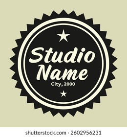 Studio Badge Logo Vector Illustration – Vintage and Modern Emblem Design for Branding and Business