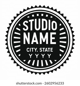 Studio Badge Logo Vector Illustration – Vintage and Modern Emblem Design for Branding and Business