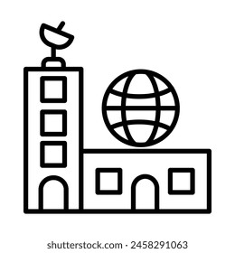 Diseño de iconos de línea de Vector de edificio de estudio