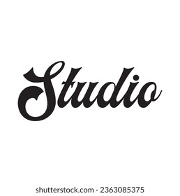 Studio calligraphy hand drawn vector logo text and label for any use, on a white background.