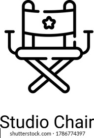studio chair line icon isolated on white background