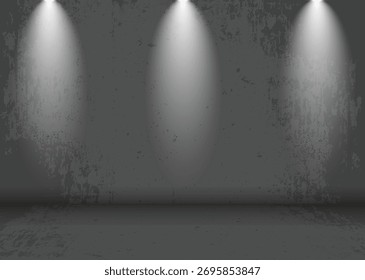Concreto de estúdio para apresentação da cena da exposição do produto com belas luzes e sombras. Exibir pedestal mockup mínimo cena vazia palco para apresentação produto, stand, vitrine, exposição