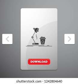 studio, design, coffee, lamp, flash Glyph Icon in Carousal Pagination Slider Design & Red Download Button