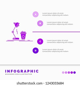 studio, design, coffee, lamp, flash Infographics Template for Website and Presentation. GLyph Purple icon infographic style vector illustration.