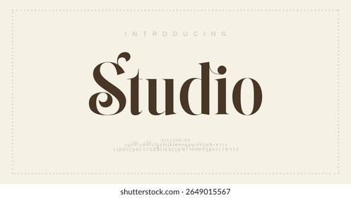 Studio Elegant luxury classic lettering serif fonts decorative wedding vintage retro logos, design for fashion, beauty shop and brand. vector illustration
