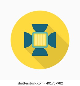 Studio flash bulb icon , Vector flat long shadow design. 