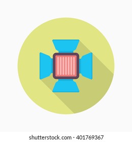 Studio flash bulb icon , Vector flat long shadow design.