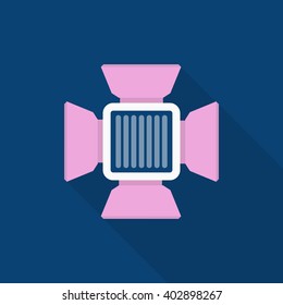 Studio flash bulb icon , Vector flat long shadow design.