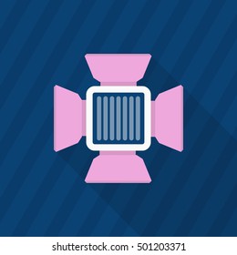 Studio flash bulb icon , Vector flat long shadow design.