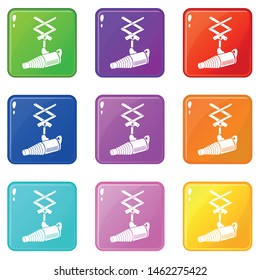 Studio flash with a conical snoot icons set 9 color collection isolated on white for any design
