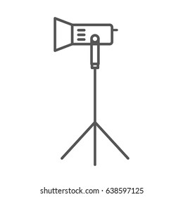 Studio flash and light stand line icon