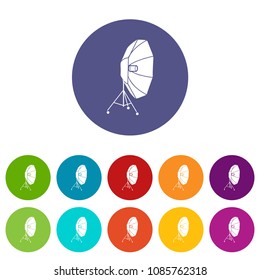 Studio flash with umbrella icon in simple style on a white background