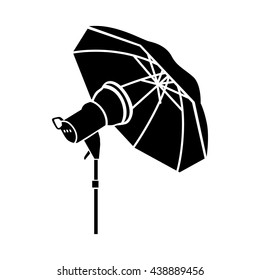 Studio flash with umbrella icon in simple style