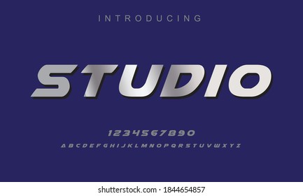 Studio font. Elegant alphabet letters font and number. Classic Copper Lettering Minimal Fashion Designs. vector illustration
