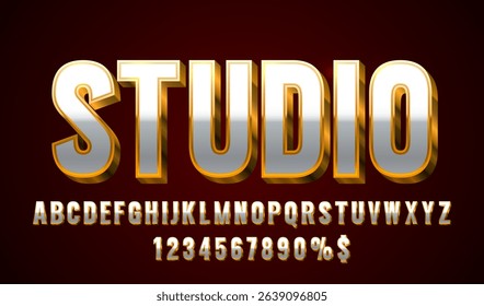 Studio font set collection, letters and numbers symbol. Vector illustration